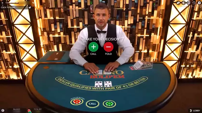casino hold em live male dealer