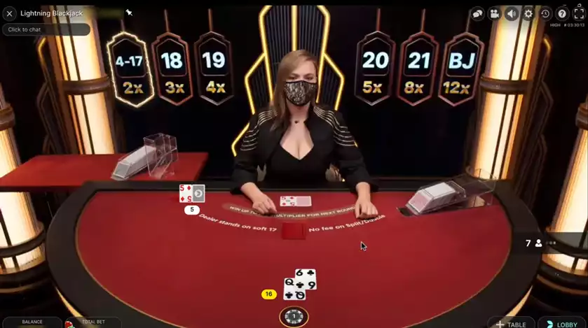 lightning blackjack live dealer