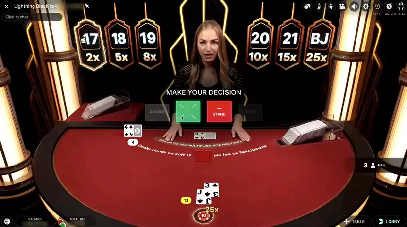 making decision in lightning blackjack