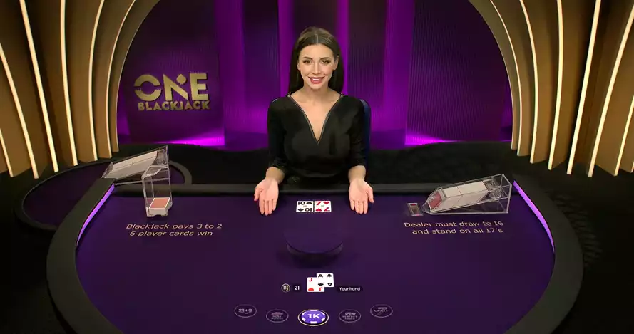 female live dealer wearing black dress