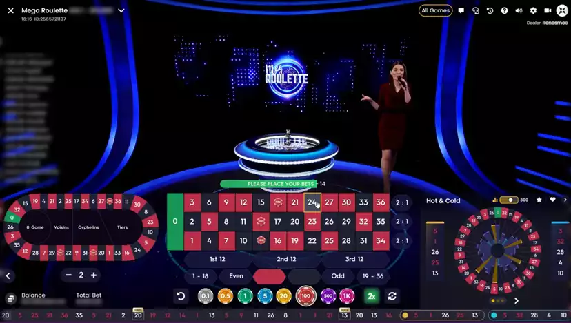 female live host in mega roulette live