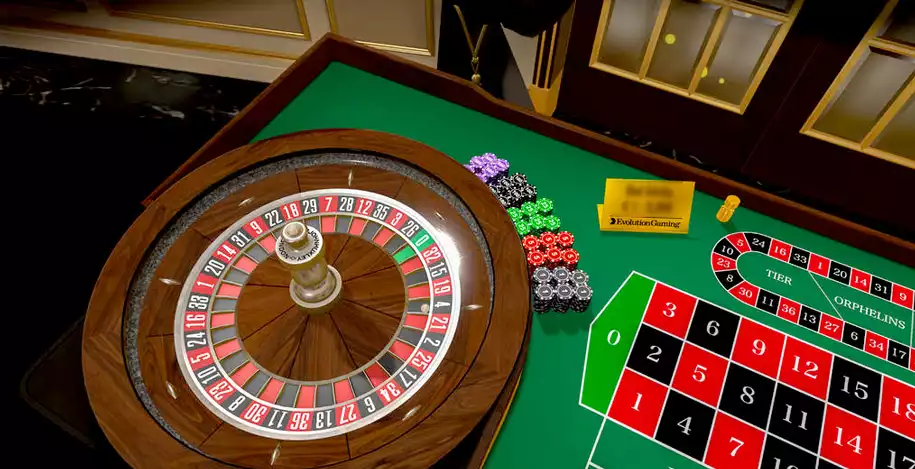 roulette table and wheel