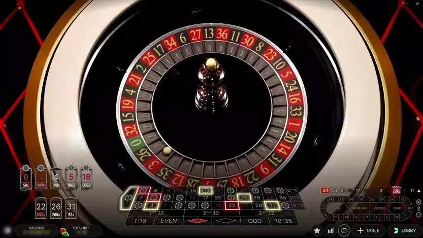 full screen wheel in a roulette live game