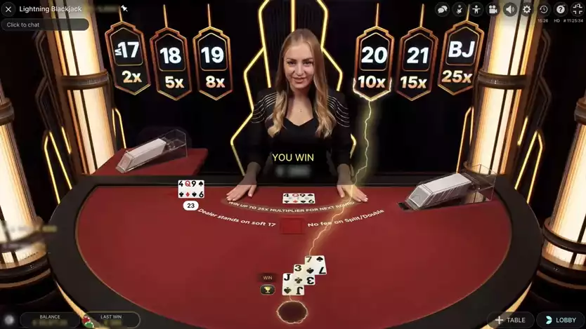 winning in lightning blackjack