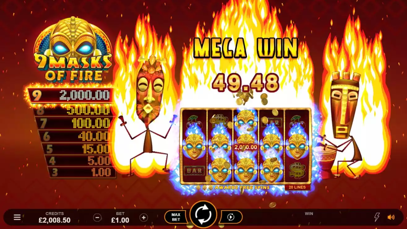 9 Masks of Fire Slot Mobile Features win