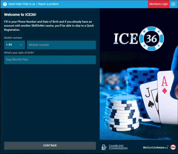 Ice36 Sign up Form