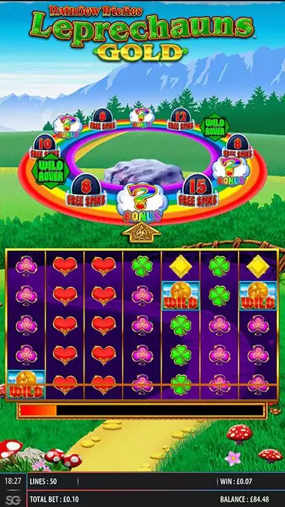 Rainbow Riches Leprechauns Gold win screen