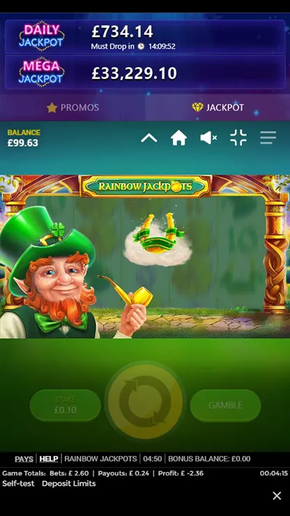 Rainbow Jackpots Mobile Features bonus