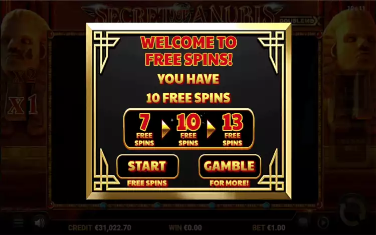 Secret of Anubis DoubleMax_Free Spins Gamble