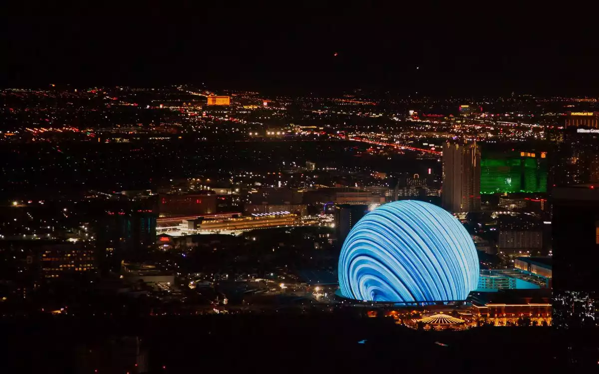 Aerial view of The Sphere in Las Vegas where the 2024 NHL draft will be held