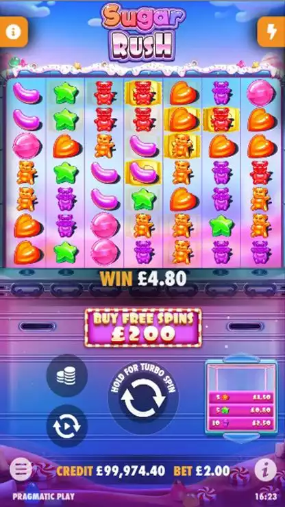 Sugar Rush Mobile Features win