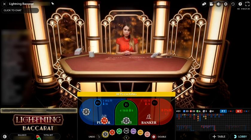 Lightning Baccarat Gameplay