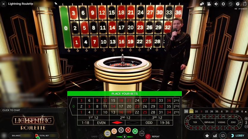 a live roulette game - lightning roulette