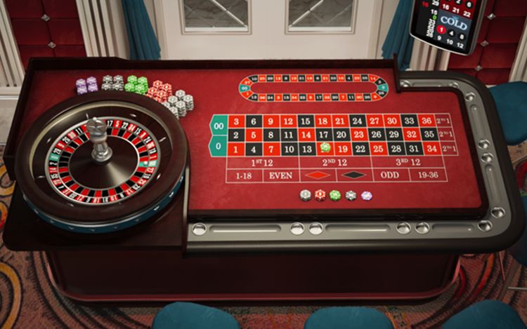 roulette table and wheel