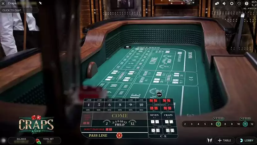 live craps table game