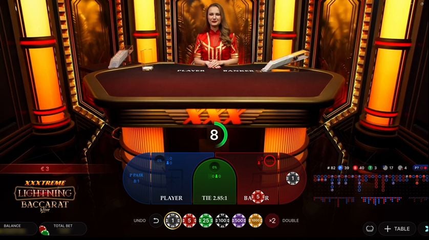 female live dealer in xxxtreme lightning baccarat