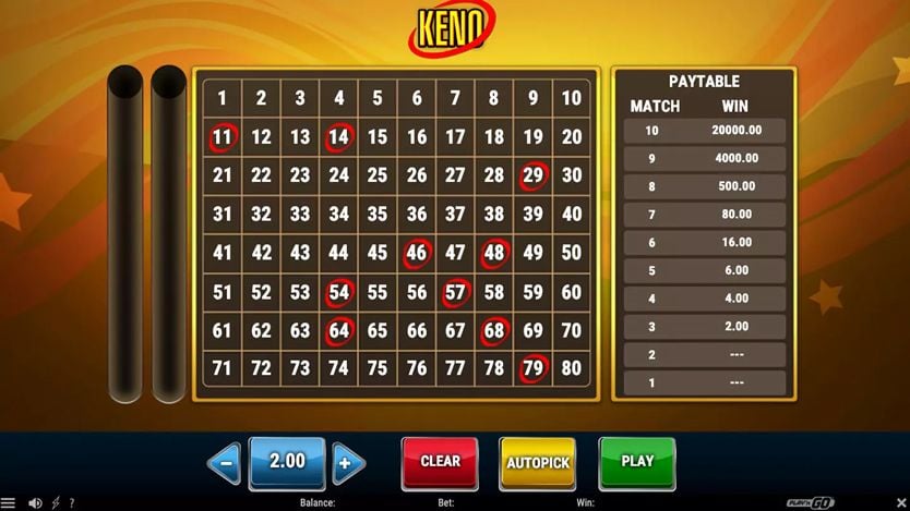 keno game numbers