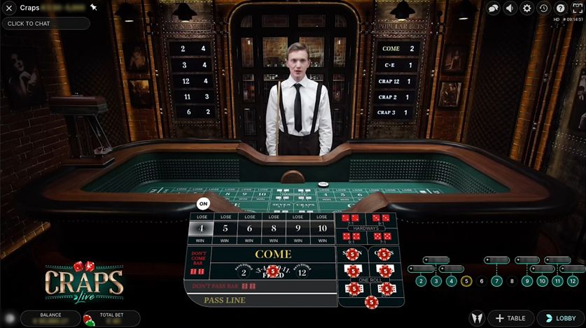 male live craps dealer