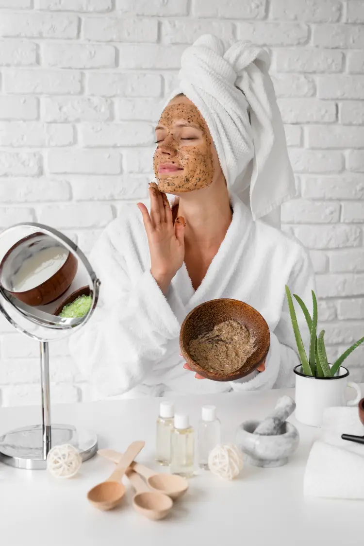 woman applying homemade remedy